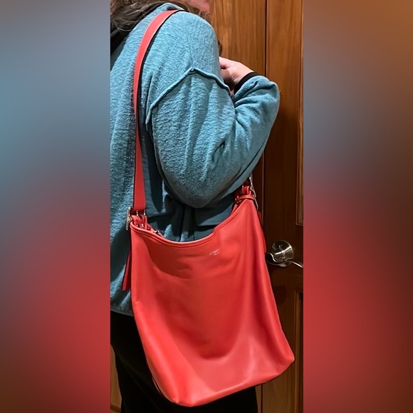 Coach Legacy Leather Large Duffle Hobo Slouch Purse Vermillion Orange - Picture 14 of 14